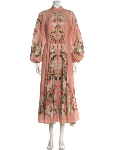 Pre-owned Zimmermann Linen Long Dress In Pink