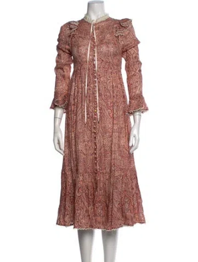 Pre-owned Zimmermann Linen Long Dress In Pink
