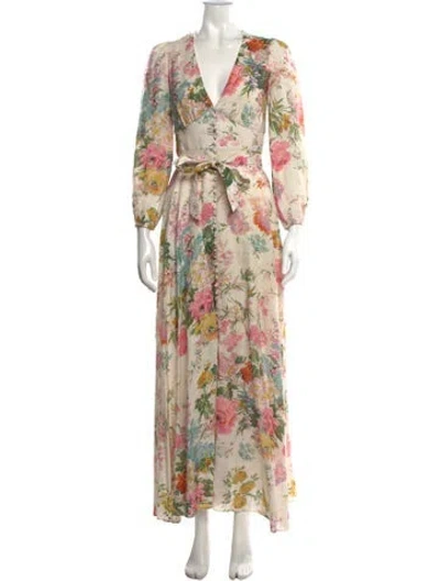 Pre-owned Zimmermann Linen Long Dress In Pink