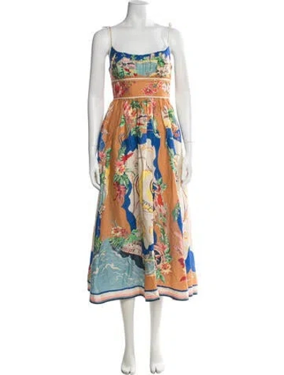 Pre-owned Zimmermann Linen Long Dress In Pink