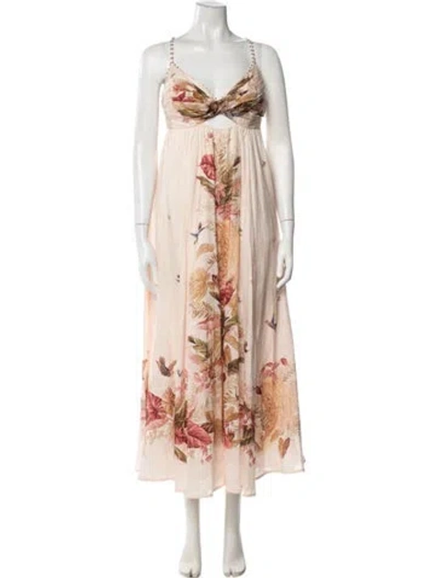 Pre-owned Zimmermann Linen Long Dress In Pink