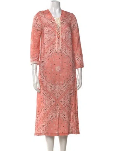 Pre-owned Zimmermann Linen Long Dress In Pink