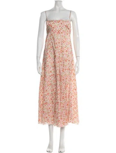 Pre-owned Zimmermann Linen Long Dress In Pink