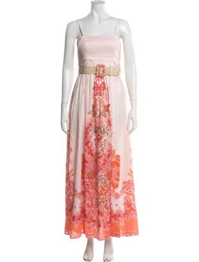 Pre-owned Zimmermann Linen Long Dress In Pink