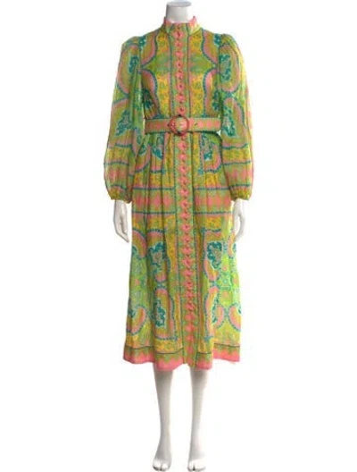 Pre-owned Zimmermann Linen Long Dress In Pink