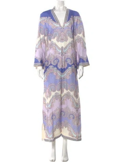 Pre-owned Zimmermann Linen Long Dress In Purple