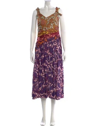 Pre-owned Zimmermann Linen Long Dress In Purple