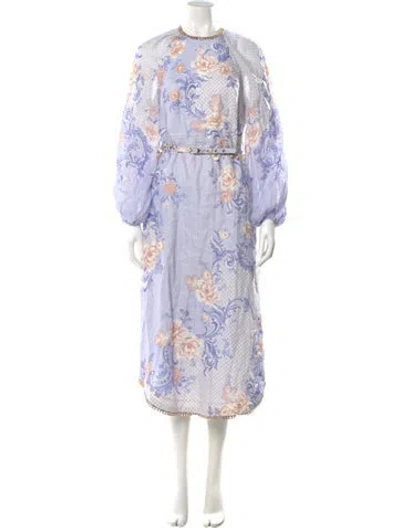 Pre-owned Zimmermann Linen Long Dress In Purple