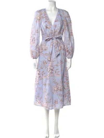 Pre-owned Zimmermann Linen Long Dress In Purple