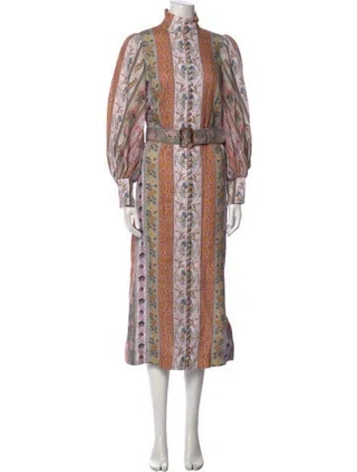 Pre-owned Zimmermann Linen Long Dress In Purple