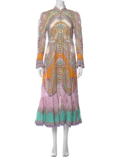 Pre-owned Zimmermann Linen Long Dress In Purple