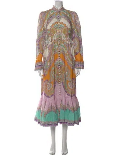 Pre-owned Zimmermann Linen Long Dress In Purple