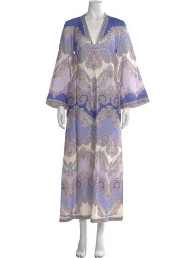 Pre-owned Zimmermann Linen Long Dress In Purple