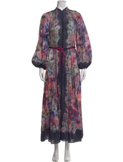 Pre-owned Zimmermann Linen Long Dress In Purple