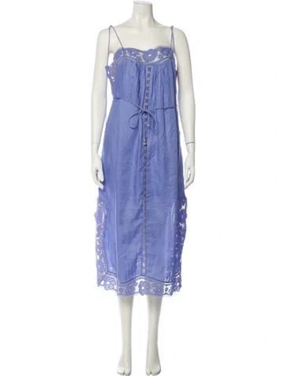 Pre-owned Zimmermann Linen Long Dress In Purple