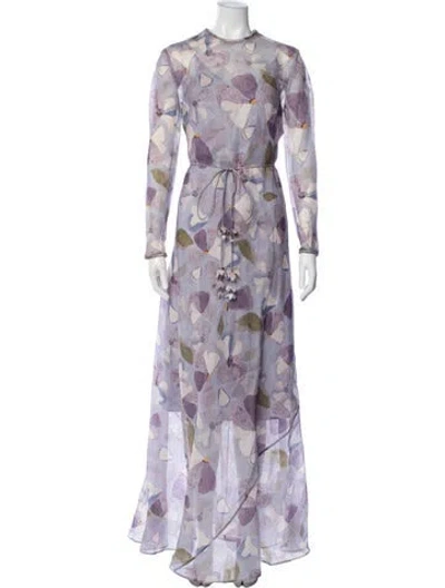 Pre-owned Zimmermann Linen Long Dress In Purple