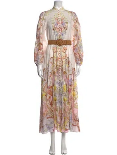 Pre-owned Zimmermann Linen Long Dress In Purple