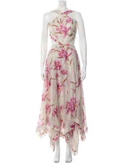 Pre-owned Zimmermann Linen Long Dress In Purple