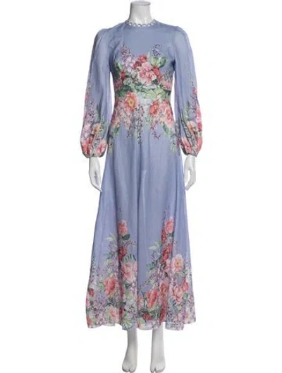 Pre-owned Zimmermann Linen Long Dress In Purple