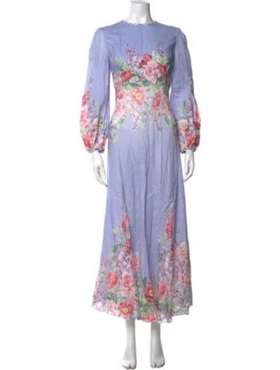 Pre-owned Zimmermann Linen Long Dress In Purple