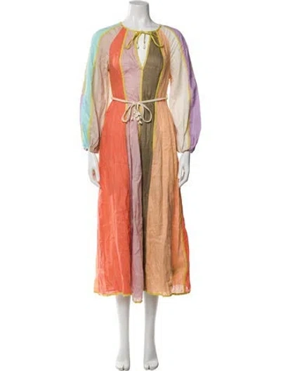 Pre-owned Zimmermann Linen Long Dress In Red