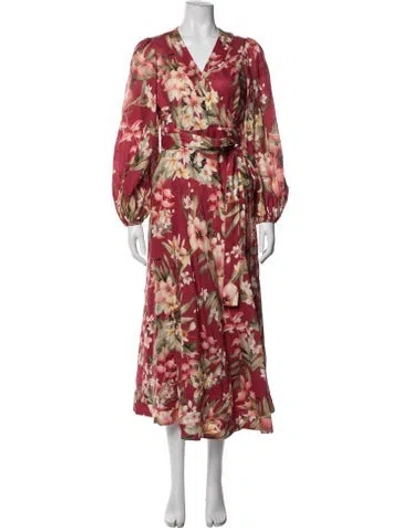 Pre-owned Zimmermann Linen Long Dress In Red