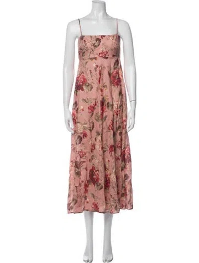 Pre-owned Zimmermann Linen Long Dress In Red
