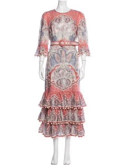 Pre-owned Zimmermann Linen Long Dress In Red
