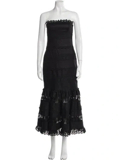 Pre-owned Zimmermann Linen Long Dress W/ Tags In Black