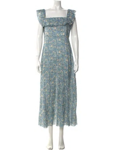 Pre-owned Zimmermann Linen Long Dress W/ Tags In Blue