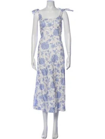Pre-owned Zimmermann Linen Long Dress W/ Tags In Blue