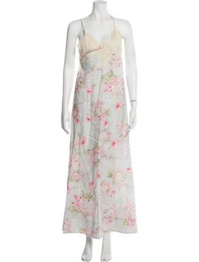 Pre-owned Zimmermann Linen Long Dress W/ Tags In Blue