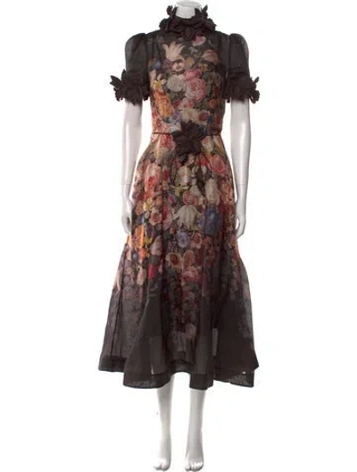 Pre-owned Zimmermann Linen Long Dress W/ Tags In Brown