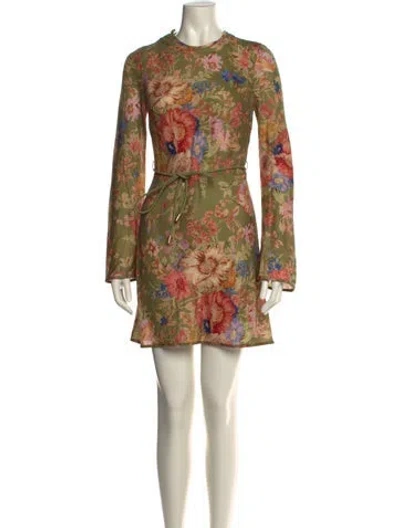 Pre-owned Zimmermann Linen Long Dress W/ Tags In Green