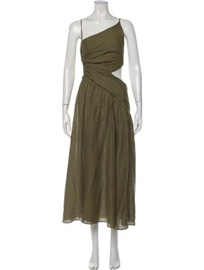Pre-owned Zimmermann Linen Long Dress W/ Tags In Green