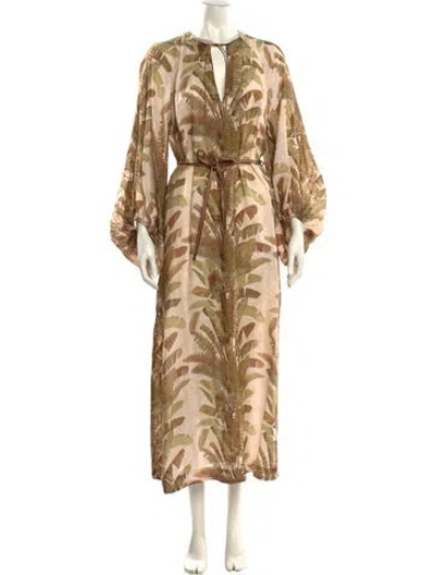Pre-owned Zimmermann Linen Long Dress W/ Tags In Multi