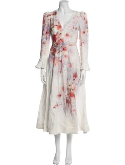 Pre-owned Zimmermann Linen Long Dress W/ Tags In Multi