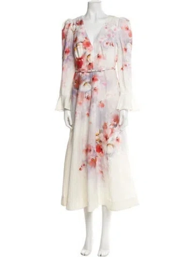 Pre-owned Zimmermann Linen Long Dress W/ Tags In Multi