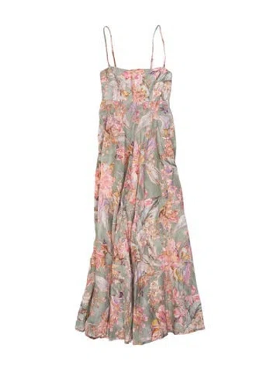 Pre-owned Zimmermann Linen Long Dress W/ Tags In Multi