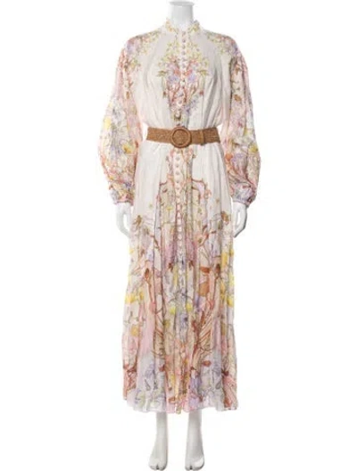 Pre-owned Zimmermann Linen Long Dress W/ Tags In Multi