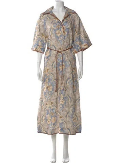 Pre-owned Zimmermann Linen Long Dress W/ Tags In Neutral