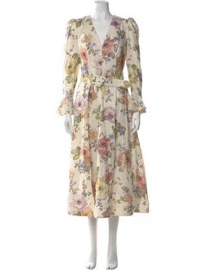 Pre-owned Zimmermann Linen Long Dress W/ Tags In Neutral