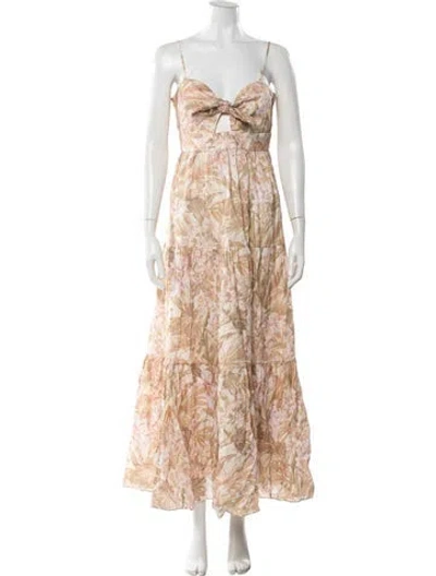 Pre-owned Zimmermann Linen Long Dress W/ Tags In Neutral
