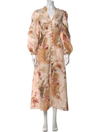 Pre-owned Zimmermann Linen Long Dress W/ Tags In Neutrals