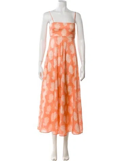 Pre-owned Zimmermann Linen Long Dress W/ Tags In Orange