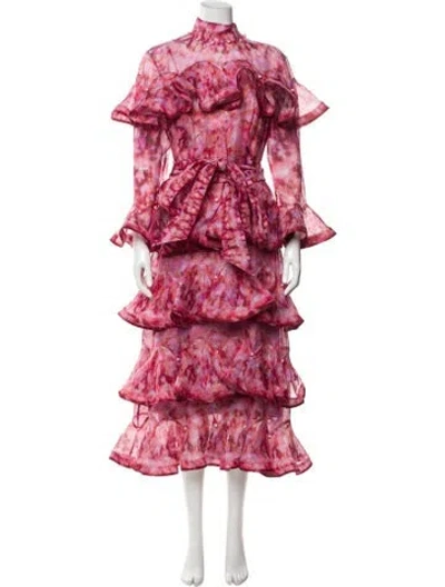 Pre-owned Zimmermann Linen Long Dress W/ Tags In Pink