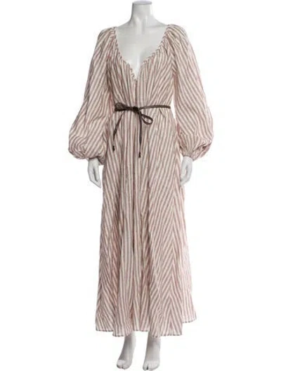 Pre-owned Zimmermann Linen Long Dress W/ Tags In Pink