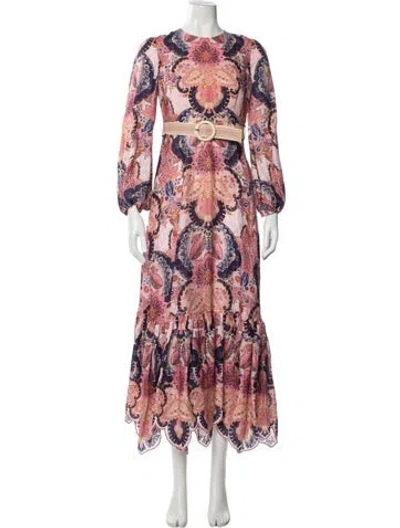 Pre-owned Zimmermann Linen Long Dress W/ Tags In Pink