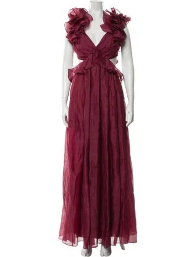 Pre-owned Zimmermann Linen Long Dress W/ Tags In Purple