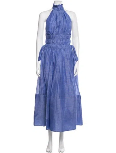 Pre-owned Zimmermann Linen Long Dress W/ Tags In Purple